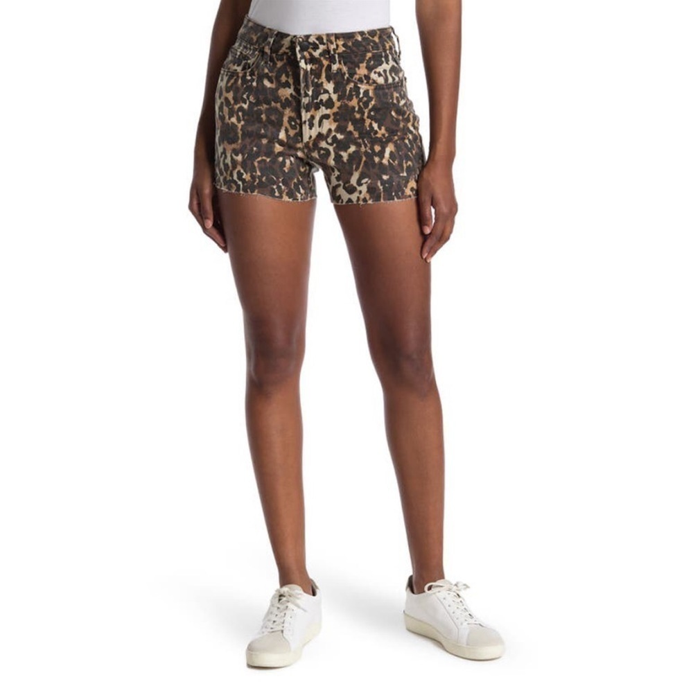 Joe's Jeans | NWT Vintage Leopard High Rise Raw Hem 5 Pocket Denim Shorts 24
